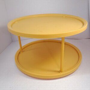 Vintage Rubbermaid Party Plan Lazy Susan harvest gold yellow 2 tier 2709 2398